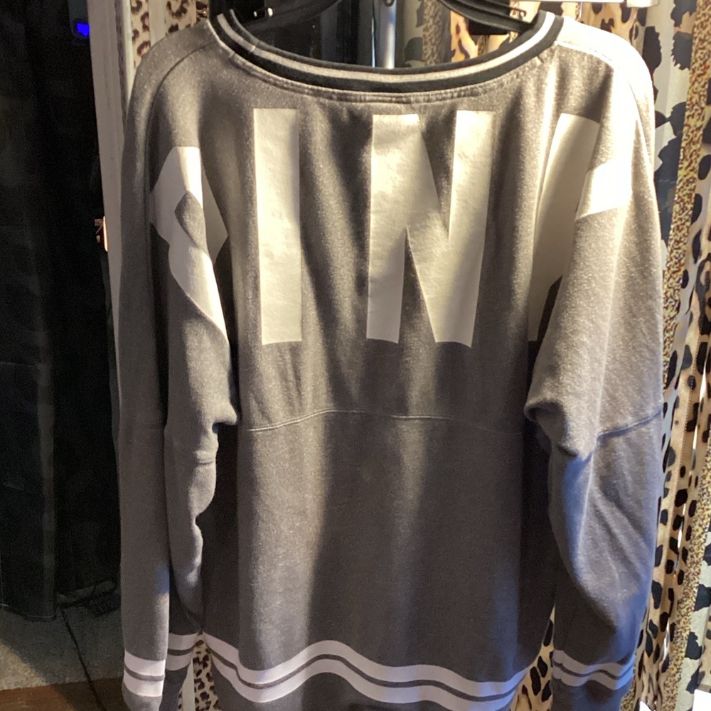PINK Victoria's Secret Gray Pullover Sweatshirt with White Logo